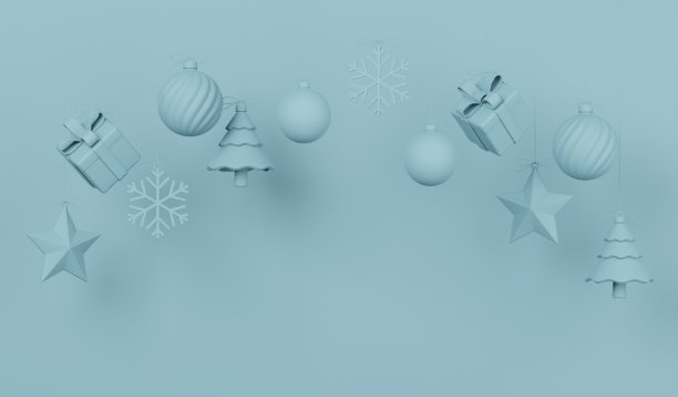 圣诞节和新年礼物与五彩纸屑和装饰。横幅设计3D插图图片下载
