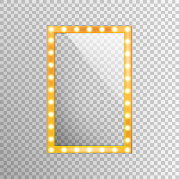 妆镜与金色的灯光隔离。矢量图图片下载