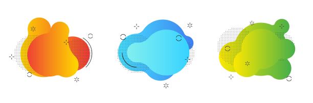 一组蓝红色流体、渐变绿色和紫色的液体图片下载