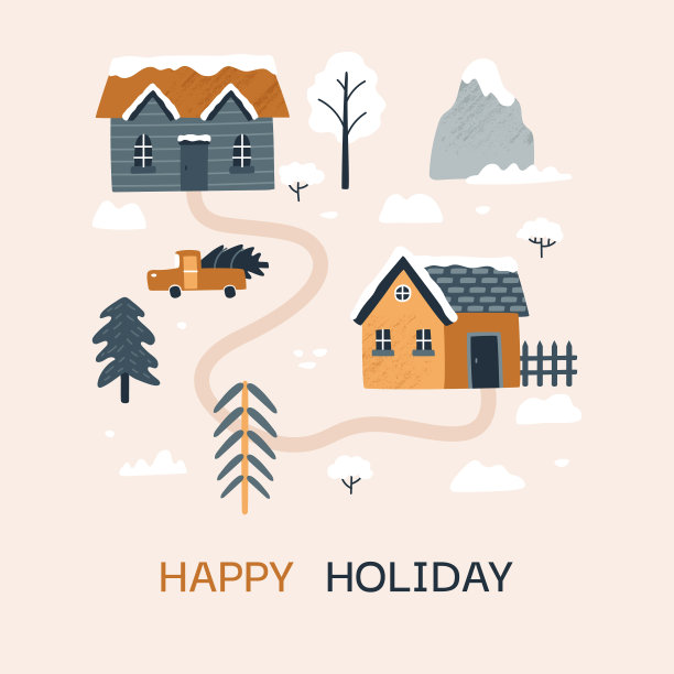 冬天村庄卡图片下载