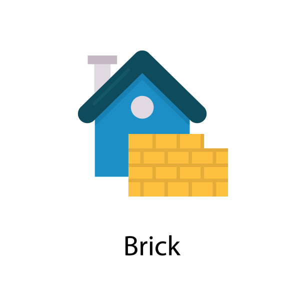 砖矢量平面图标设计插图。白色背景EPS 10文件上的结构符号图片下载