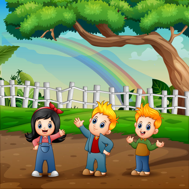 有趣的孩子在自然的背景图片下载