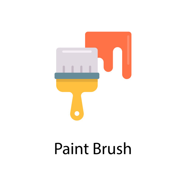 画笔矢量平面图标设计插图。白色背景EPS 10文件上的结构符号图片下载