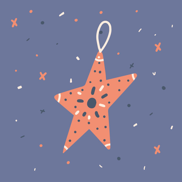 圣诞树上的星星玩具。圣诞节和新年。手绘的风格图片下载