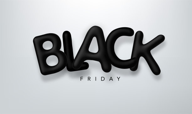 黑色星期五销售3d逼真的矢量字母插图图片下载