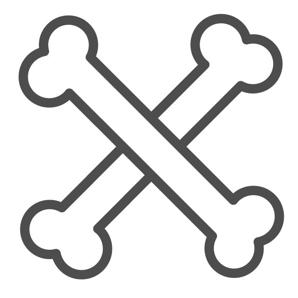 交叉的骨头，万圣节，交叉的骨头线图标，万圣节概念，恐怖的夜晚矢量标志在白色背景上，轮廓风格图标的移动概念和网页设计。矢量图形。图片下载