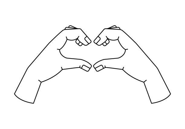 矢量插图的一个手势-心，爱的手势。大纲的人的手图片下载