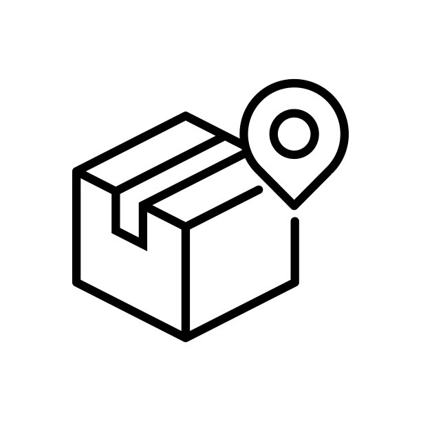 带有地图标记的纸板箱：订单跟踪符号，带地图图钉的配送箱图片下载