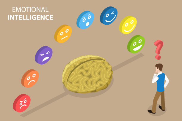 情绪智力的三维等距平面矢量概念说明图片下载