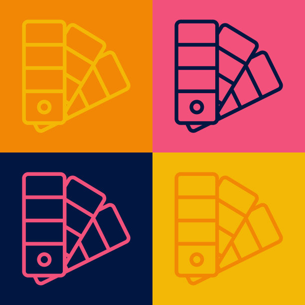 流行艺术线调色板指南图标孤立的颜色背景。向量图片下载