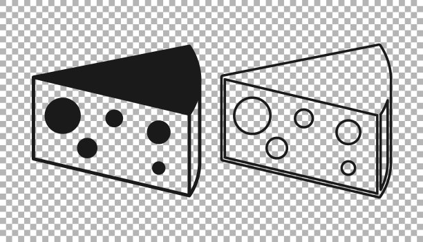 黑奶酪图标孤立在透明的背景。向量图片下载