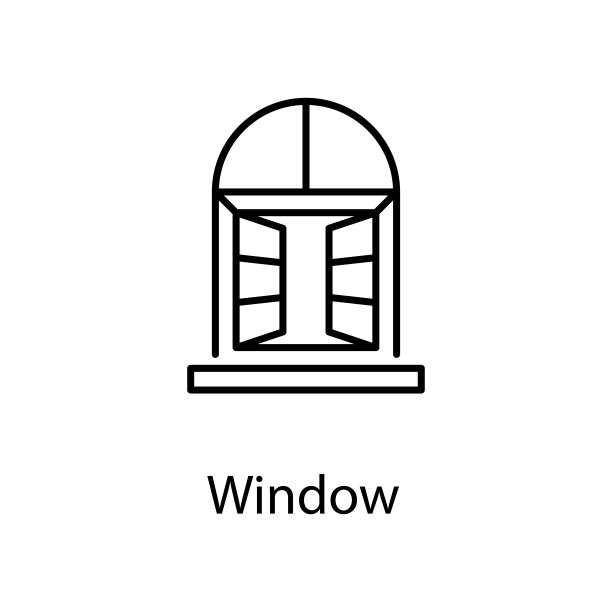 窗口矢量轮廓图标设计插图。白色背景EPS 10文件上的结构符号图片下载
