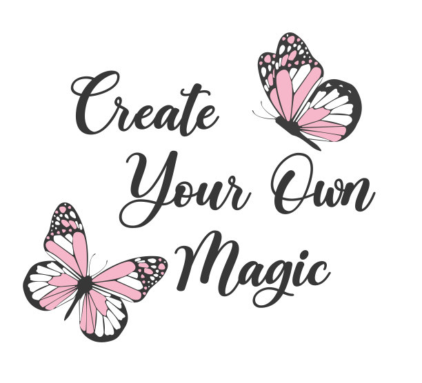 创建你自己的魔术口号粉红色蝴蝶插图，矢量设计时尚和海报印刷图片下载