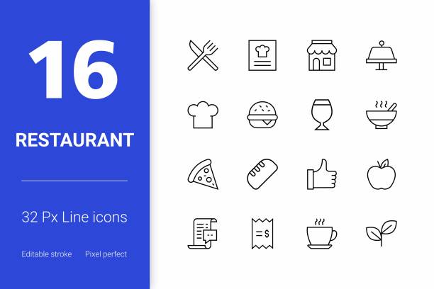 餐厅可编辑的笔触线图标图片下载