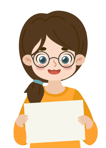 可爱的女孩拿着空的横幅。卡通快乐的孩子展示空白的纸。图片下载