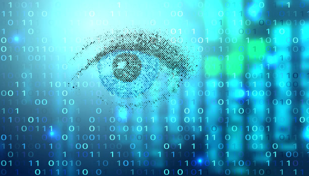 数字未来向量背景与人眼。科学技术背景图片下载