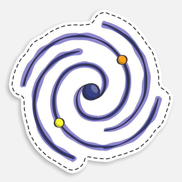 涂鸦螺旋星系的卡通图标。对空间和星团的探索。银河系中心的黑洞。矢量分离在白色背景上图片下载