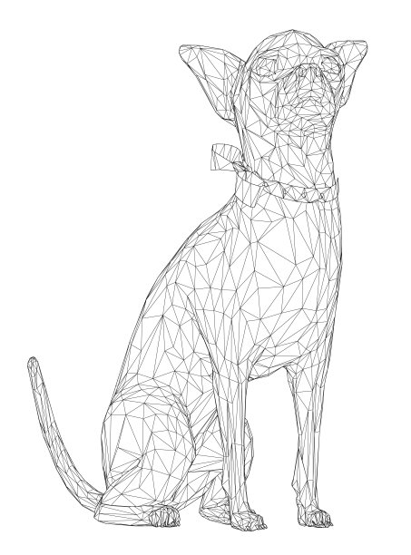 坐狗线框从黑色线孤立在白色背景。3 d。矢量图图片下载