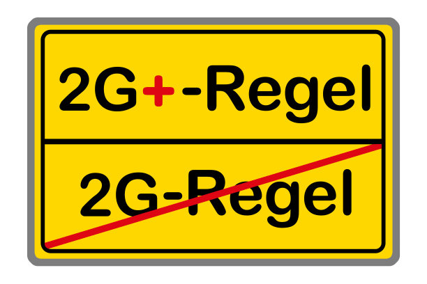 黄色标志和德国电晕2G规则和2G+规则隔离在白色背景下图片下载