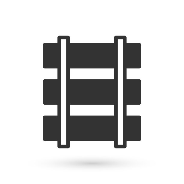 灰色铁路，铁路轨道图标孤立在白色背景。向量图片下载