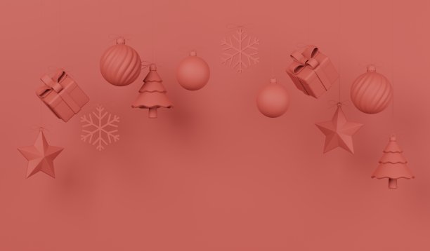 圣诞节和新年礼物与五彩纸屑和装饰。横幅设计3D插图图片下载