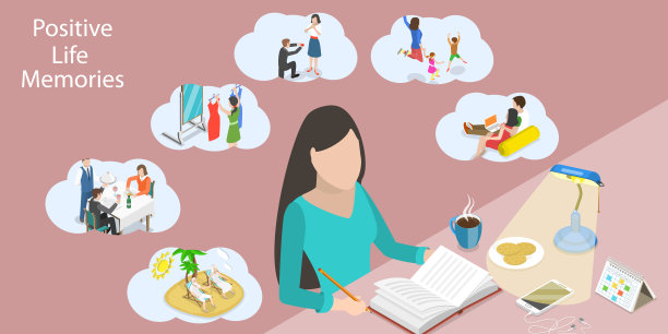 2.5D扁平风格积极生活记忆概念插画图片下载