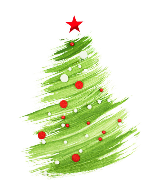 孤立的圣诞树与装饰图片下载