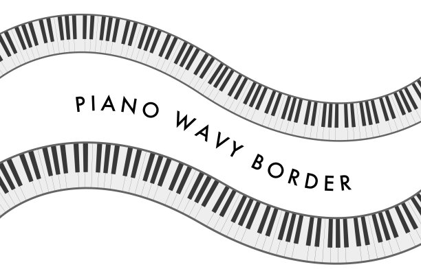 钢琴键盘矢量波浪边框插图材料。图片下载