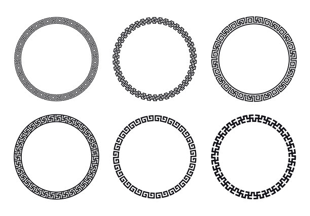 白色背景上的希腊帧，矢量图片下载