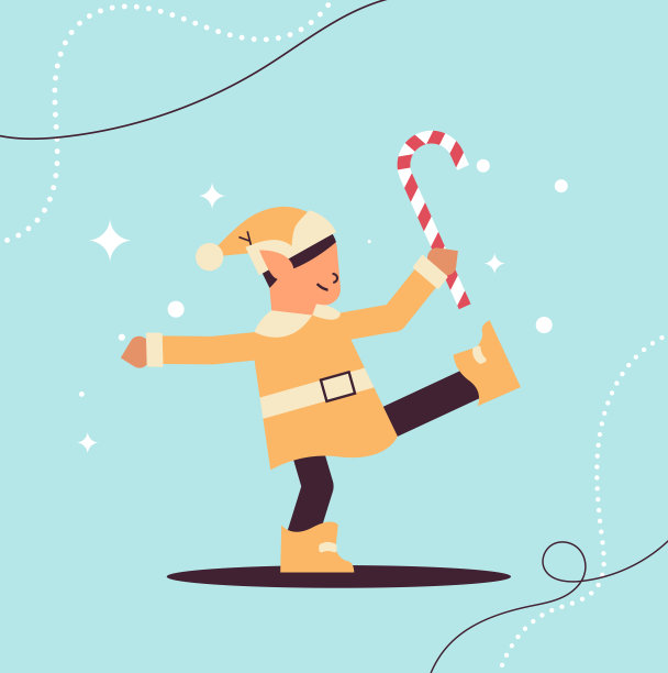 穿着制服的精灵男手拿糖果手杖男孩圣诞帮手庆祝新年快乐圣诞佳节快乐图片下载