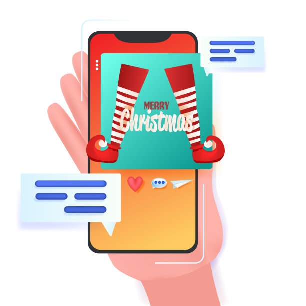 智能手机屏幕上写着新年快乐圣诞贺卡图片下载