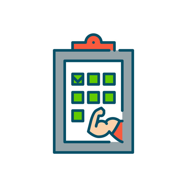 带有勾号的健身房重量训练计划。像素完美，可编辑的笔触彩色图标图片下载