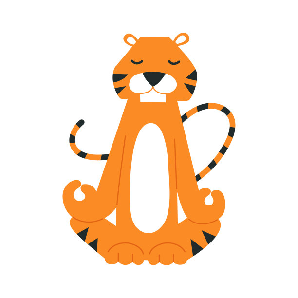 可爱的卡通老虎。瑜伽。新2022年。中国的星座。向量孤立的插图。卡哇伊的性格。家体操练习。瑜伽冥想放松。印刷海报设计模板图片下载