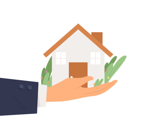 代理人或投资者的手握着房子的手掌。房地产和房屋销售。不动产出租。图片下载