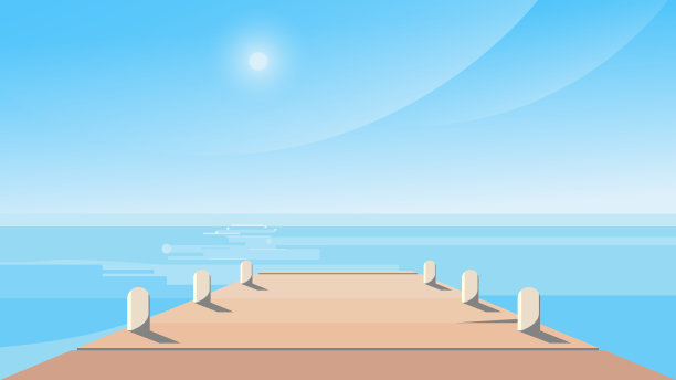 晴天的海滨码头。图片下载