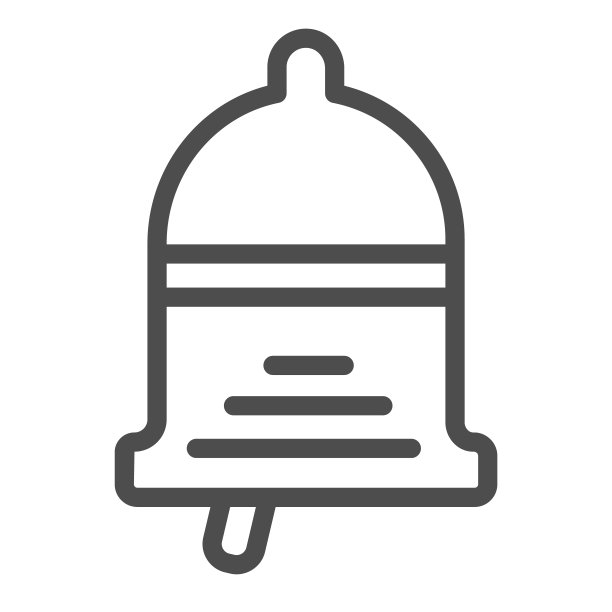 闹钟、铃声、警报线性图标，学校概念，白色背景上的学校铃铛矢量标志，用于移动概念和网页设计的轮廓样式图标。矢量图形图片下载