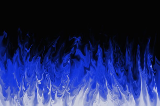 蓝色的火焰在黑色的背景上燃烧。图片下载