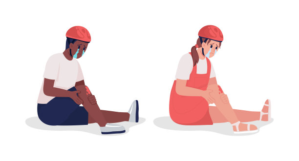 哭泣的孩子骑自行车半平色向量字符集图片下载