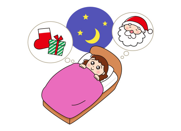 一个无法入睡的女孩期待着圣诞老人的礼物图片下载