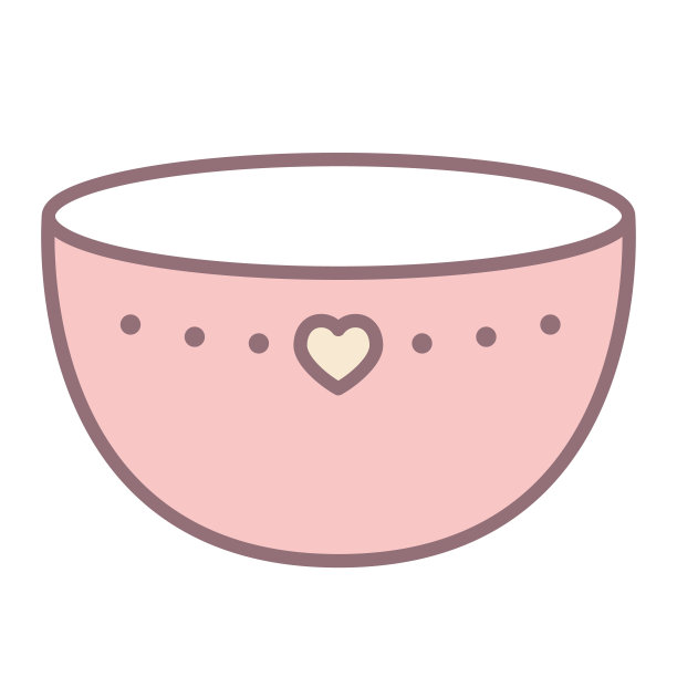 矢量插图的一个可爱的粉红色碗。厨房工具的剪贴艺术。图标的材料。图片下载