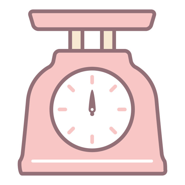 粉红色的颜色。矢量插图的一个可爱的厨房规模。厨房工具的剪贴艺术。图标的材料。图片下载