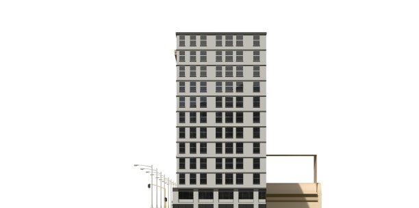 城市现代建筑孤立在白色背景3d插图图片下载