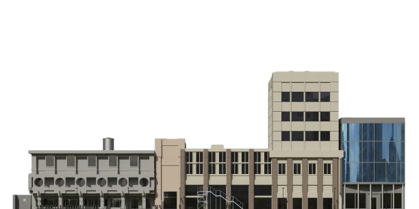 城市现代建筑孤立在白色背景3d插图图片下载