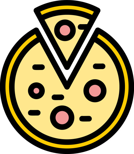 披萨食品图标颜色轮廓图片下载
