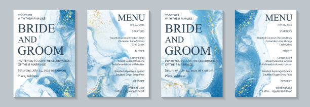 水彩背景与抽象的蓝色墨水波浪和金色飞溅。图片下载