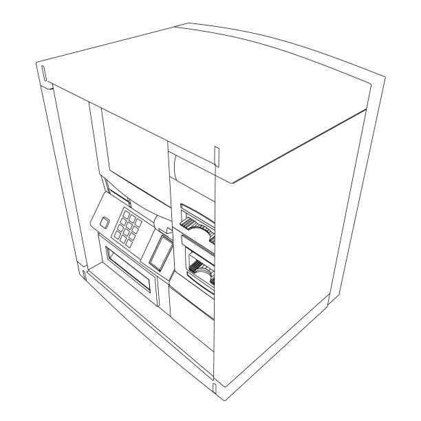 自动提款机的轮廓，用于从白色背景上孤立的黑线上提款。等距视图。矢量图图片下载
