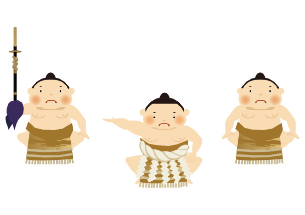 相扑选手体育素材插画（矢量图）图片下载