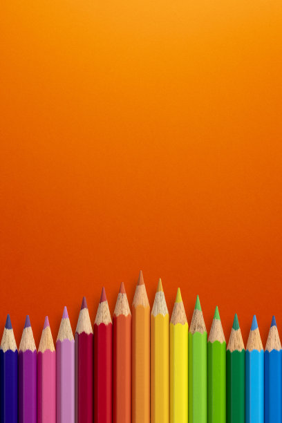 彩色铅笔橙色垂直背景图片下载