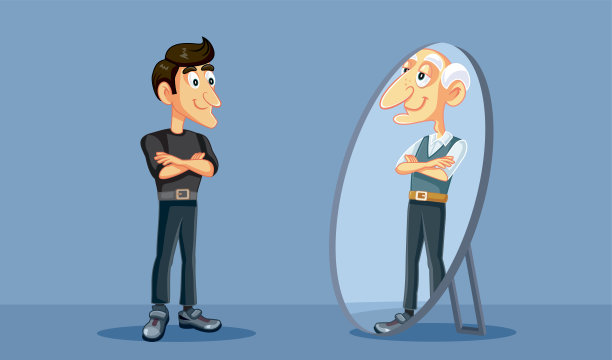 成年男子优雅的老化概念矢量插图图片下载