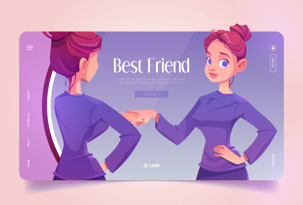 最好的朋友卡通登陆，女人撞拳。图片下载